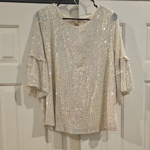 LC Lauren Conrad Cream Sequin Blouse